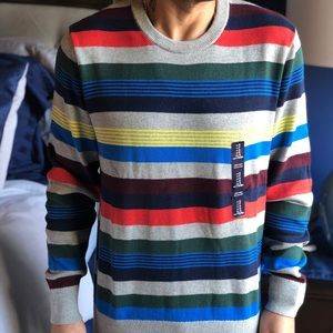 Stripped sweater with matching beanie